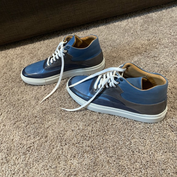 Ace Marks - The Maximo Sneaker - high top sneaker in dk blue and cobalt. - Picture 2 of 8